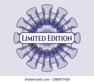 Blue money style rosette with text Limited Edition inside