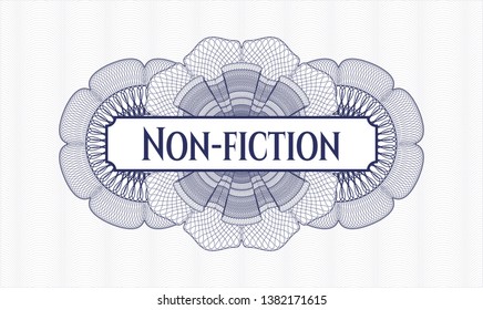 Blue money style rosette with text Non-fiction inside