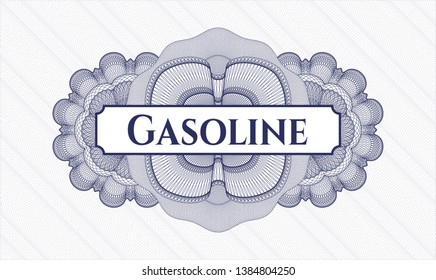 Blue money style rosette with text Gasoline inside