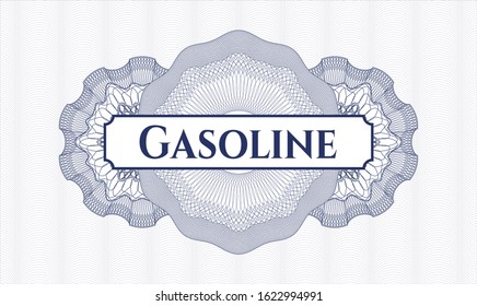 Blue money style rosette with text Gasoline inside