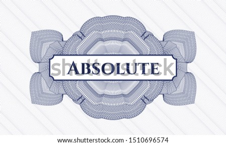 Blue money style rosette with text Absolute inside