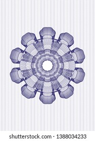 Blue money style rosette. Vector Illustration. Detailed.