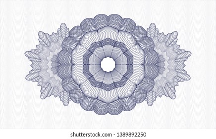 Blue money style rosette. Vector Illustration. Detailed.