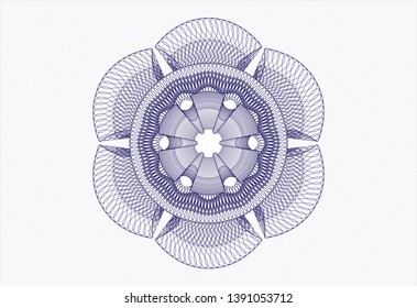 Blue money style rosette. Vector Illustration. Detailed.
