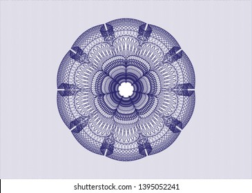 Blue money style rosette. Vector Illustration. Detailed.