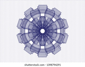Blue money style rosette. Vector Illustration. Detailed.