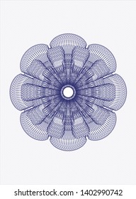 Blue money style rosette. Vector Illustration. Detailed.