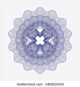 Blue money style rosette. Vector Illustration. Detailed.