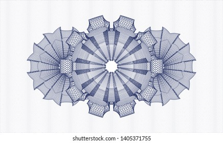 Blue money style rosette. Vector Illustration. Detailed.