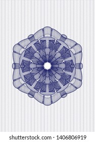 Blue money style rosette. Vector Illustration. Detailed.