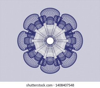 Blue money style rosette. Vector Illustration. Detailed.