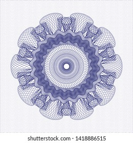 Blue money style rosette. Vector Illustration. Detailed.