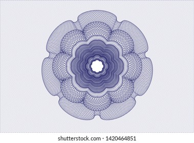 Blue money style rosette. Vector Illustration. Detailed.