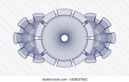 Blue money style rosette. Vector Illustration. Detailed.