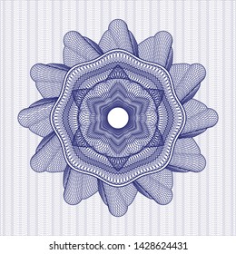 Blue money style rosette. Vector Illustration. Detailed.