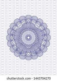 Blue money style rosette. Vector Illustration. Detailed.