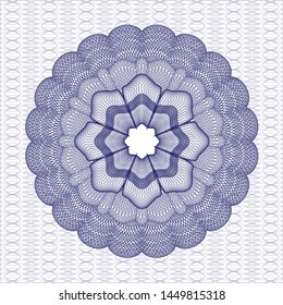 Blue money style rosette. Vector Illustration. Detailed.