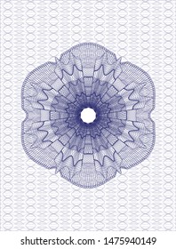 Blue money style rosette. Vector Illustration. Detailed.