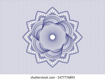 Blue money style rosette. Vector Illustration. Detailed.