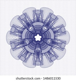 Blue money style rosette. Vector Illustration. Detailed.