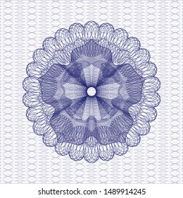 Blue money style rosette. Vector Illustration. Detailed.
