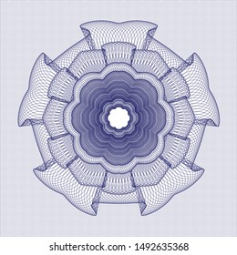 Blue money style rosette. Vector Illustration. Detailed.