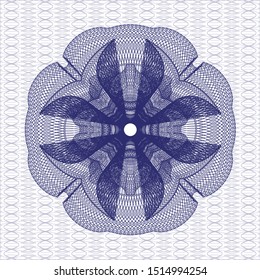 Blue money style rosette. Vector Illustration. Detailed.