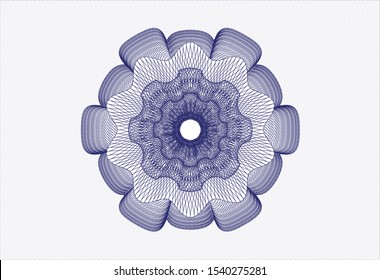 Blue money style rosette. Vector Illustration. Detailed.