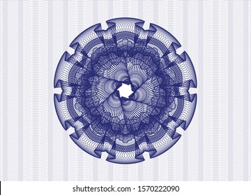 Blue money style rosette. Vector Illustration. Detailed.