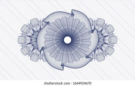 Blue money style rosette. Vector Illustration. Detailed.