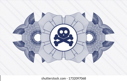 Rosette estilo dinero azul. Ilustración vectorial. Detallado con el icono cruzado dentro