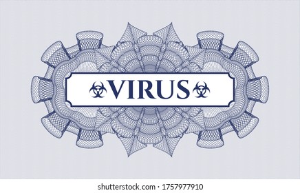 Rosette estilo dinero azul. Ilustración vectorial. Detallado con el virus de texto dentro