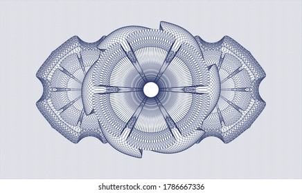 Blue money style rosette. Vector Illustration. Detailed 