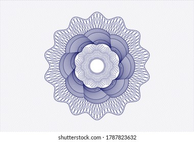 Blue money style rosette. Vector Illustration. Detailed. 
