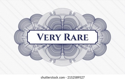 Blue money style rosette. Vector Illustration. Detailed with text Very Rare inside