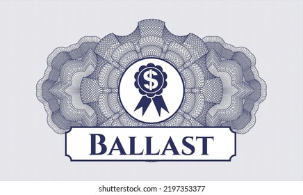 Blue Money Style Rosette. Vector Illustration. Detailed With Business Ribbon Icon And Ballast Text Inside