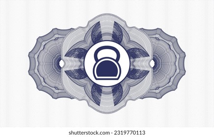 Rosette estilo dinero azul. Ilustración vectorial. Detallado con el icono de timbre dentro