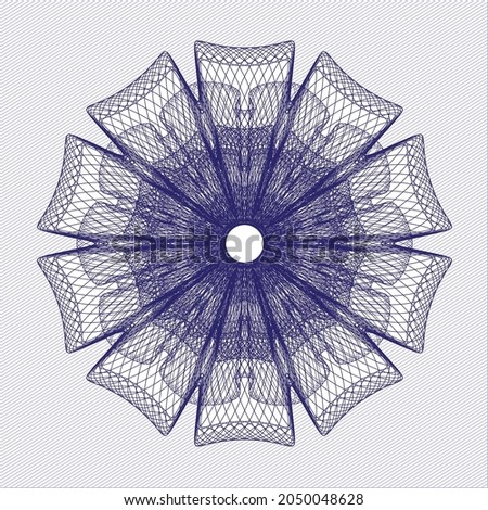 Blue money style rosette. Vector Illustration. Detailed. 