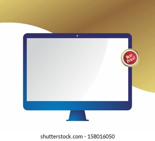 blue monitor computer media device