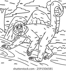 Blue Monkey Animal Coloring Page for Kids 