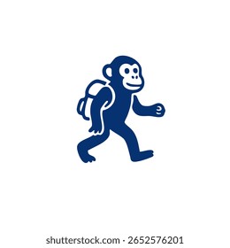 Macaco azul com mochilas caminhadas
