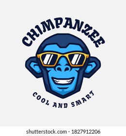 Blue Monkey with Cool Sun Glasses Illustration