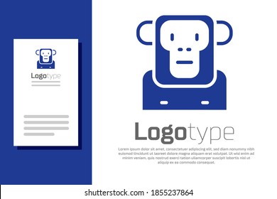 Blue Monkey icon isolated on white background. Logo design template element. Vector.