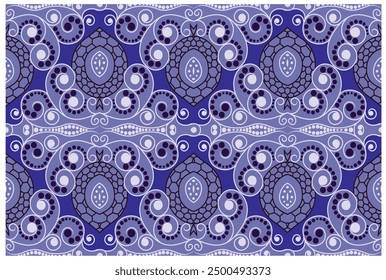 blue monochromatic African kitenge seamless background pattern design. good for textiles