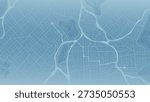 Blue monochromatic city map with navigation route and topographic lines. Vector illustration.