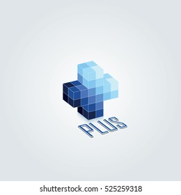 Blue monochromatic color 3d plus vector design