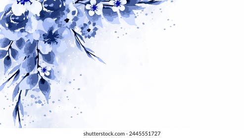 Blue monochromatic flowers background vector design in eps 10