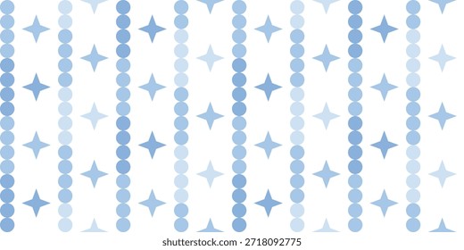 Padrão vertical monocromático azul com estrelas e listras de bolhas para fundo.