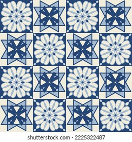 Blue monochrome ceramic tiles,stylish design element for interior decoration, vector illustration