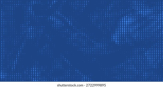 Textura azul monocromática de medio tono con grupos de puntos desvanecidos y composición limpia para proyectos gráficos contemporáneos.